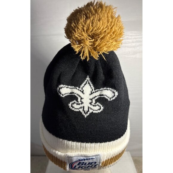 Saints Beanie Hat Toque Bud Light NFL Official Podion Acrylic Winter Cap - Picture 2 of 5